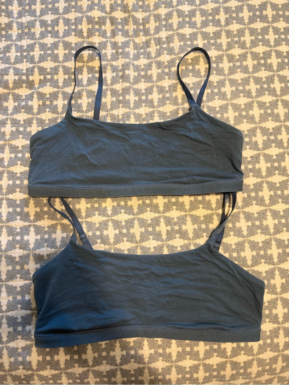 Quince Organic Scoop Neck Bralette Ocean Blue xl 2 pack